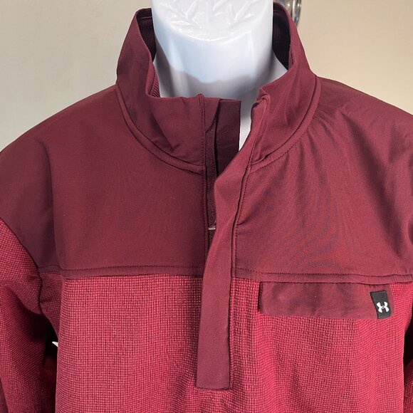 Under Armour Men's dark red ColdGear Storm 1/2 zip pullover Golf Jacket Large L - Picture 1 of 6